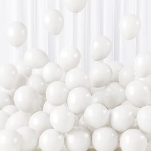 rubfac 5 inch white balloons, 120pcs party latex balloons, thicker white balloons for birthday wedding baby shower graduation anniversary party decorations