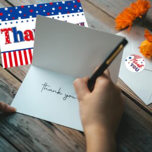 Fancy Land Patriotic Thank You Cards with Envelopes American Flag Note Cards for Veterans Memorial Day Voter Election Campaign Supplies 24Pcs