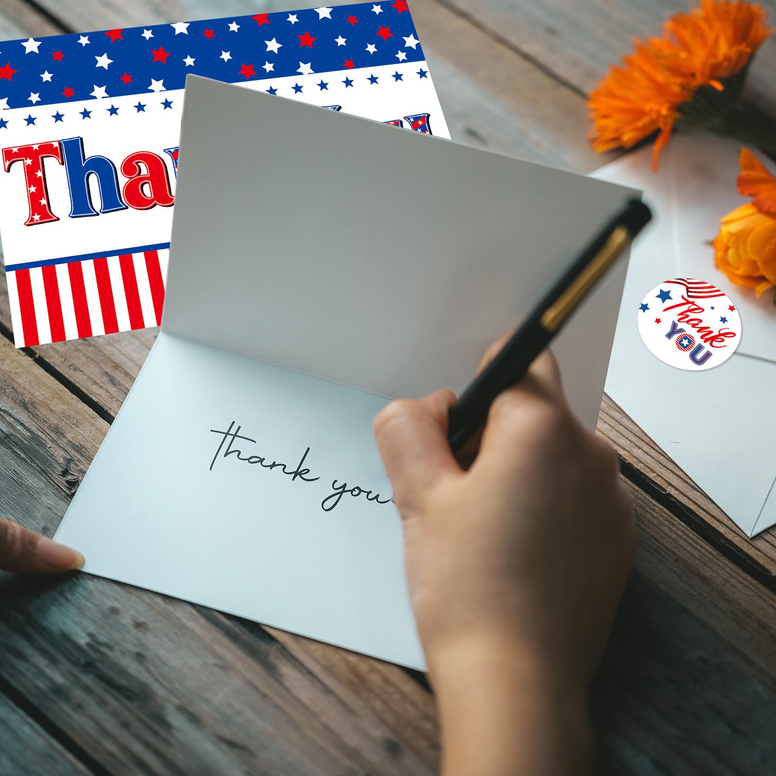 Fancy Land Patriotic Thank You Cards with Envelopes American Flag Note Cards for Veterans Memorial Day Voter Election Campaign Supplies 24Pcs