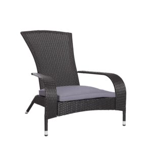 aspect living 64962 pacifico black wicker lounge chair with grey cushion - all-season, lightweight, adirondack style, durable & stylish outdoor armchair, elegant black finish