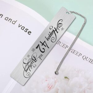 Jzxwan Happy 42nd Birthday Gifts for Women Men, 42 Year Old Birthday Bookmark Gift for Him Her, Happy 42 Yr Bday Book Mark for Female Male, 1982 Bd Present, 42 nd Birthday Card Decoration