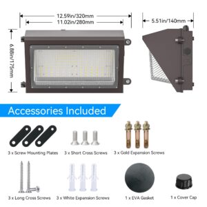 120W LED Wall Pack Light with Dusk-to-Dawn Sensor, 16800LM 5000K LED Security Flood Lighting, 100-277V Commercial and Industrial Outdoor LED Wall Lights for Parking Lots|Warehouses|Factories|House