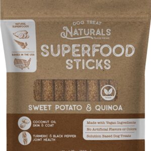 Dog Treat Naturals Sweet Potato & Quinoa Superfood Sticks for Dogs | Premium Training Treats | with Turmeric for Joint Health | Made with Real Sweet Potato & Quinoa | Made in USA | 10 Ounces