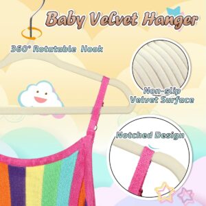 11 Inch Baby Velvet Hangers,16 Pack Velvet Kids Hangers,Non Slip Toddler Infant Hangers,Baby Clothes Hangers for Closet (Ivory)