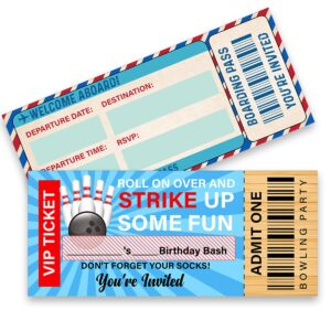 lyogao 20 pack airplane ticket birthday party invitations with envelopes vintage plane ticket style invitation fill in boarding pass invites set (ticket style)