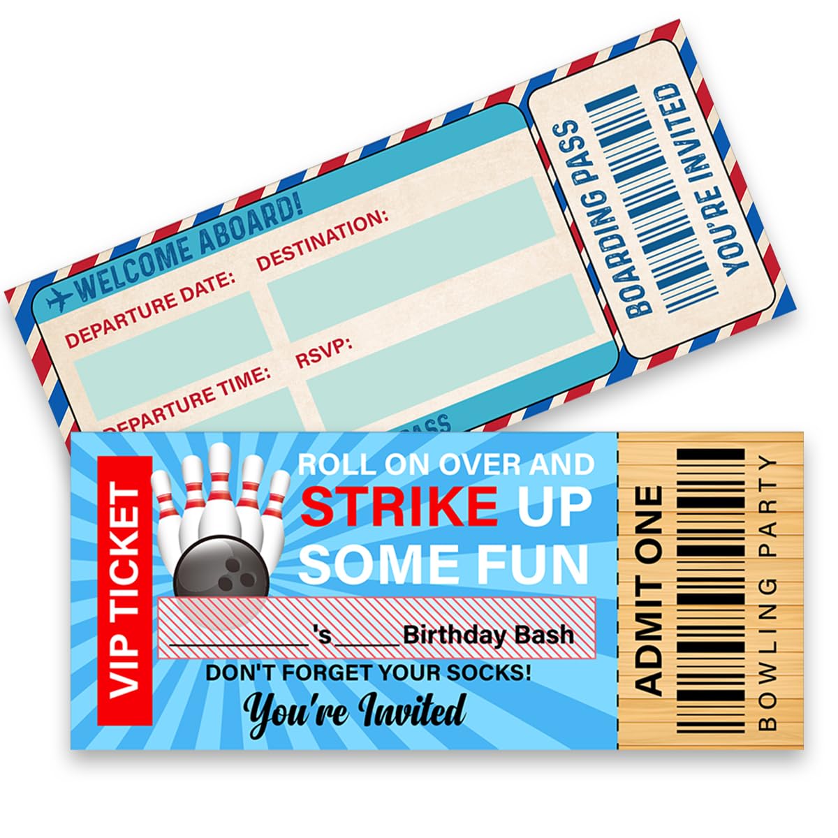 LyoGao 20 Pack Airplane Ticket Birthday Party Invitations With Envelopes Vintage Plane Ticket Style Invitation Fill in Boarding Pass Invites Set (Ticket Style)