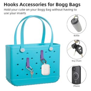 ARSUNOVO 2 PCS Hooks Accessories for Bogg Bags, Insert Charm Connector Key Holder Mask Holder, Purple