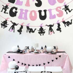 Pink Purple Let's Go Ghouls Banner Garland for Halloween Bachelorette Party Halloween Birthday Party Decorations