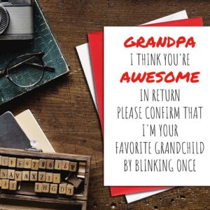 Ikassong Funny Card for Grandpa Birthday Grandparents Day 5.3 x 7.6 with 2 Envelopes