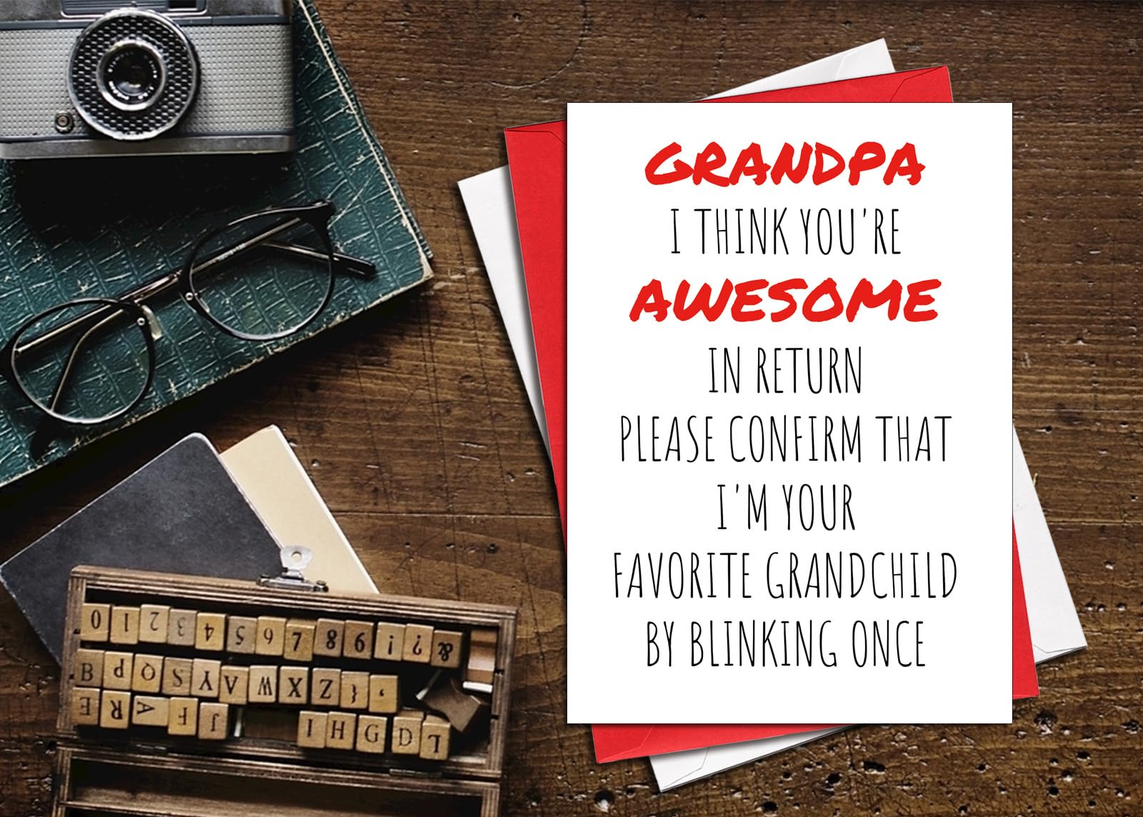 Ikassong Funny Card for Grandpa Birthday Grandparents Day 5.3 x 7.6 with 2 Envelopes