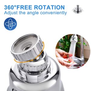 Sink Faucet Attachment, Movable Kitchen Faucet Head 360° Rotatable Faucet Sprayer Head Replacement Water Saving Faucet Extender,Anti -Splash,3 Modes, Chrome Faucet Head for Kitchen and Bathroom