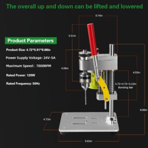 Mini Drill Press, Benchtop Drill Press, Small Drill Press 7-Speed CNC 795 Motor Portable Precision Drilling Machine B10 Chuck for DIY Jewelry Metal Wooden Acrylic