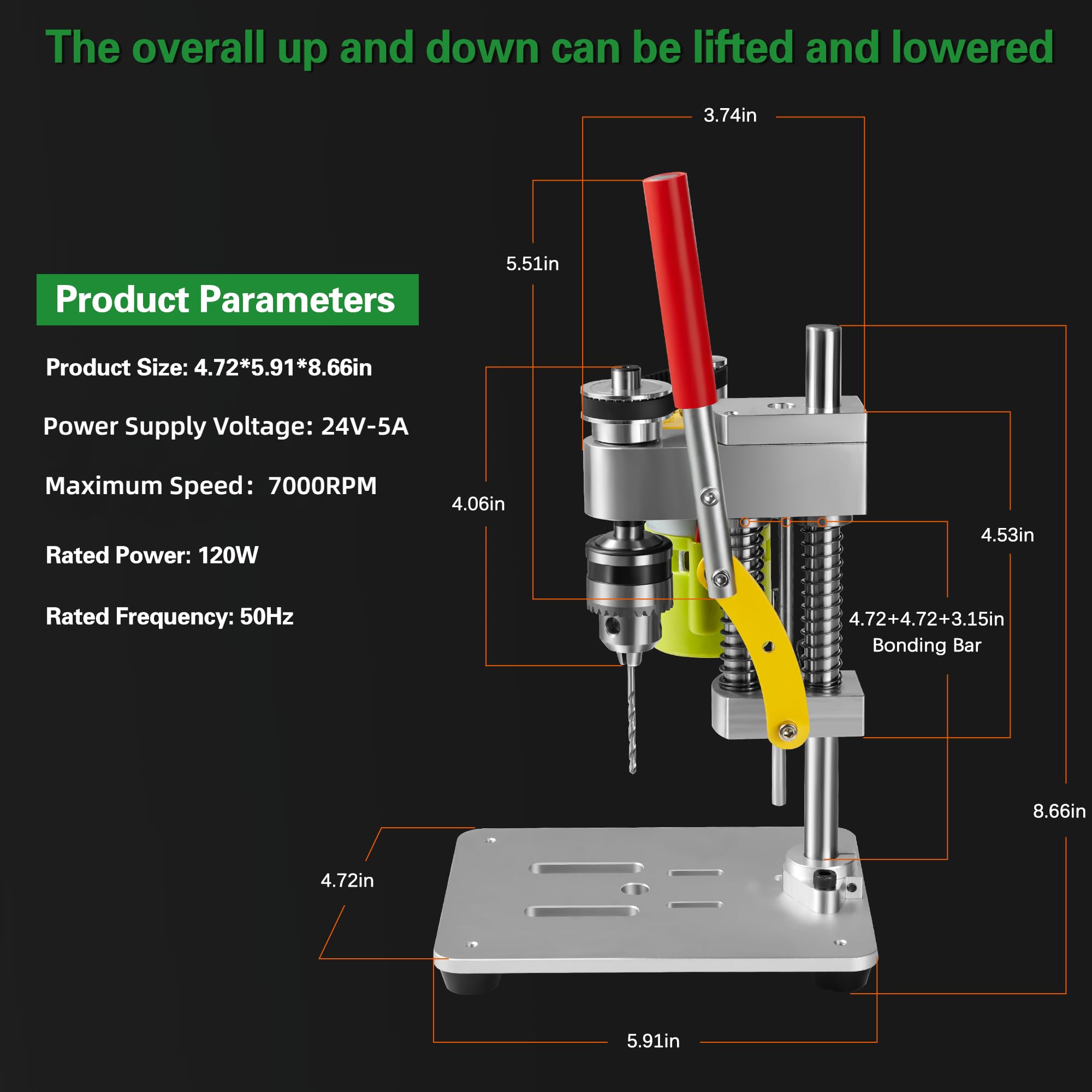 Mini Drill Press, Benchtop Drill Press, Small Drill Press 7-Speed CNC 795 Motor Portable Precision Drilling Machine B10 Chuck for DIY Jewelry Metal Wooden Acrylic