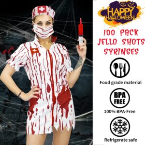 100 Pack Jello Shot Syringes with Tip Cap Set, Party Syringe BPA-Free Suringes Shooters Syringes for Jello Shots, Young Halloween, Thanksgiving, Christmas, Bachelorette Parties, Nurses, Graduation