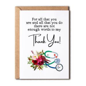 ntvshop cute thank you card - healthcare worker thank you card - nurse appreciation card - perfect card for doctor nurse