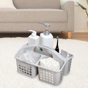 ＫＬＫＣＭＳ Bathroom Shower Caddy Basket with Handle 3 Divided Compartments Cleaning Tote Bins, White