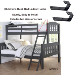 MDPLY 8 Pack Bunk Bed Ladder Hooks, Inside Width 1" Vinyl Coated Iron Heavy Duty J Hook Brackets for Bed Decoration Tool with 2 Size Mounting Screws, 2.75" Length x 1.3" Width (8 Pcak, Black)