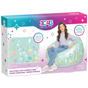 make it real 3c4g: inflatable fairy garden chair - comfortable & portable blow up chair, perfect for outdoors & indoors, tweens, girls & kids ages 8+, three cheers for girls