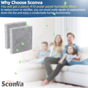 Sconva 10 Humidifier Filter Water Panel Replacement for Aprilaire Whole House Humidifier Pad Filters Models 110, 220, 500, 500A, 500M, 550, 550A, 558 Humidifier Wicks Parts & Accessories (Pack of 2)