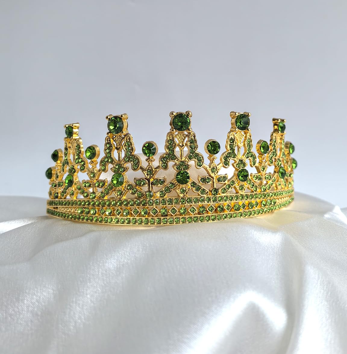 ALRBE TIN Tiara for Engagement Party, Bride to Be Sash and Crown Set for Women Girls Bridal Shower Decorations Green Crowns for Women Bachelorette Party