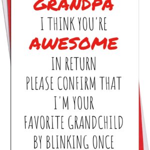 Ikassong Funny Card for Grandpa Birthday Grandparents Day 5.3 x 7.6 with 2 Envelopes