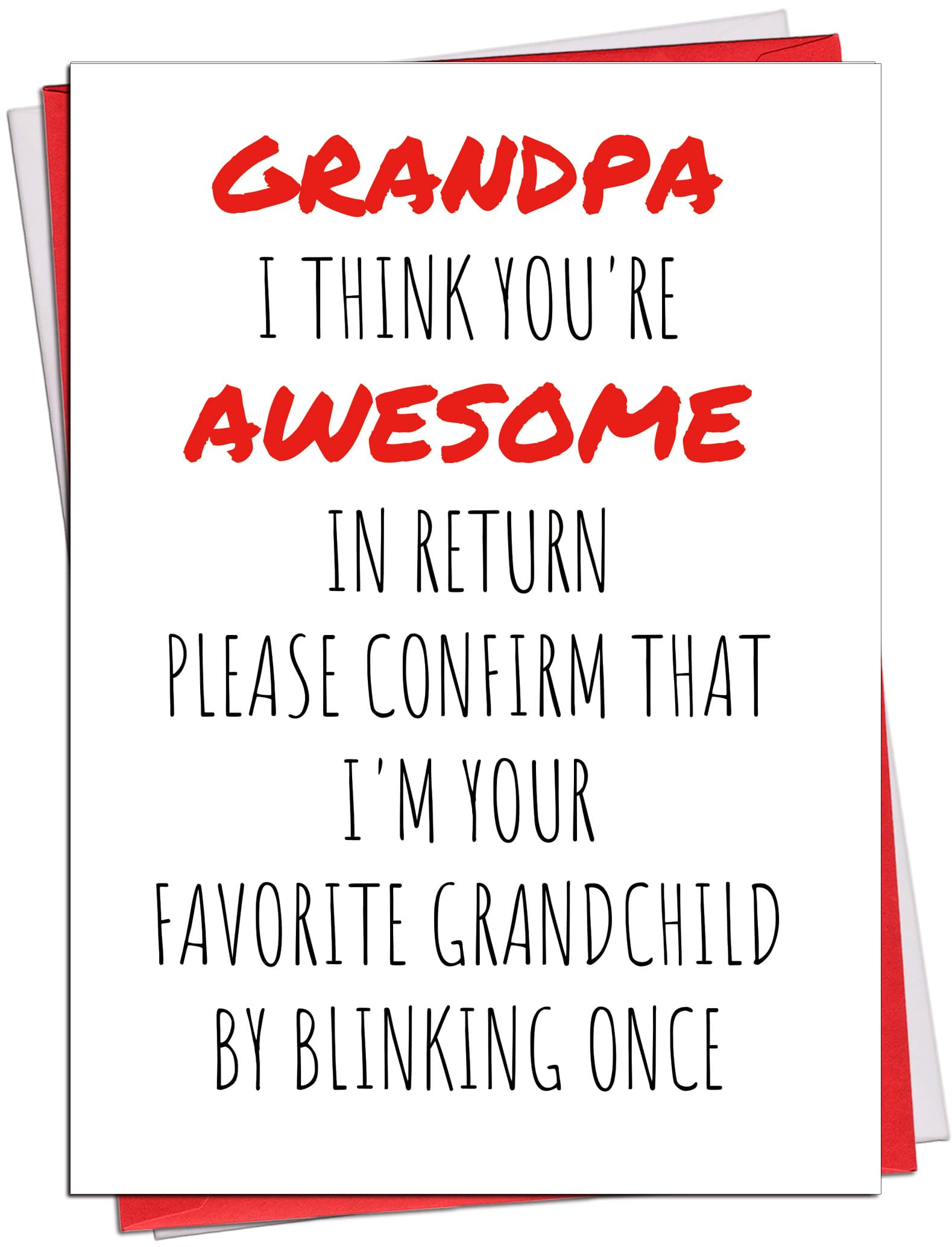 Ikassong Funny Card for Grandpa Birthday Grandparents Day 5.3 x 7.6 with 2 Envelopes