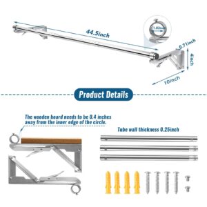 Foldable Wall Mounted Clothes Rack-44'' Long Rod&2 Bases,Stainless Steel, Heavy Duty,Detachable,Multi-Purpose for Space-Saving Garment Rack/Clothes Drying Rack/Plant Hanger,Top Shelf Room Reserved