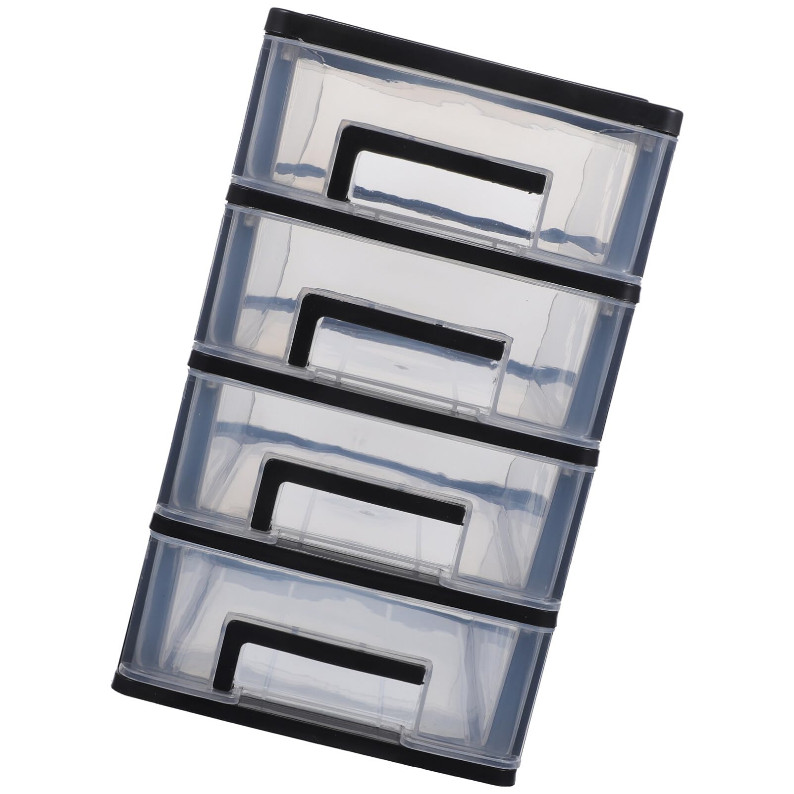 Storage Cabinet Plastic 4 Drawer Wide Storage Drawer, Plastic Clear Storage and Organizer Cabinet for Bathroom, Closet, Craft Room, Garage, Kids Room, Office, Pantry, Desktop