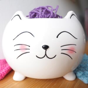 cat yarn bowl for knitting - cute ceramic knitting bowl extra large - ceramic yarn bowl crochet accessories yarn holder storage gift for knitters funny