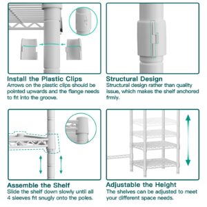 Ulif U7 Over the Washer and Dryer Storage, Laundry Room Heavy-Duty Space Saver with 6 Shelves and 2 Hanger Rods, Laundry Clothes Drying Rack and Toiletries Organizer, 47.2”W x 13.4”D x 77.4”H, White