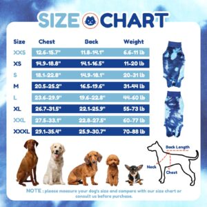 TORJOY Breathable Dog Recovery Suit for Male/Female, Tie Dye Blue Dog Onesie for Abdominal Wounds, Cone E-Collar Alternative After Surgery to Anti-Licking, Professional Surgery Suit for Dogs