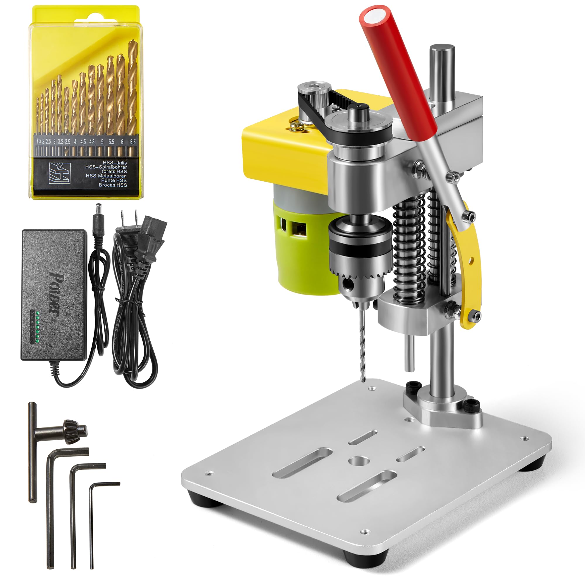 Mini Drill Press, Benchtop Drill Press, Small Drill Press 7-Speed CNC 795 Motor Portable Precision Drilling Machine B10 Chuck for DIY Jewelry Metal Wooden Acrylic