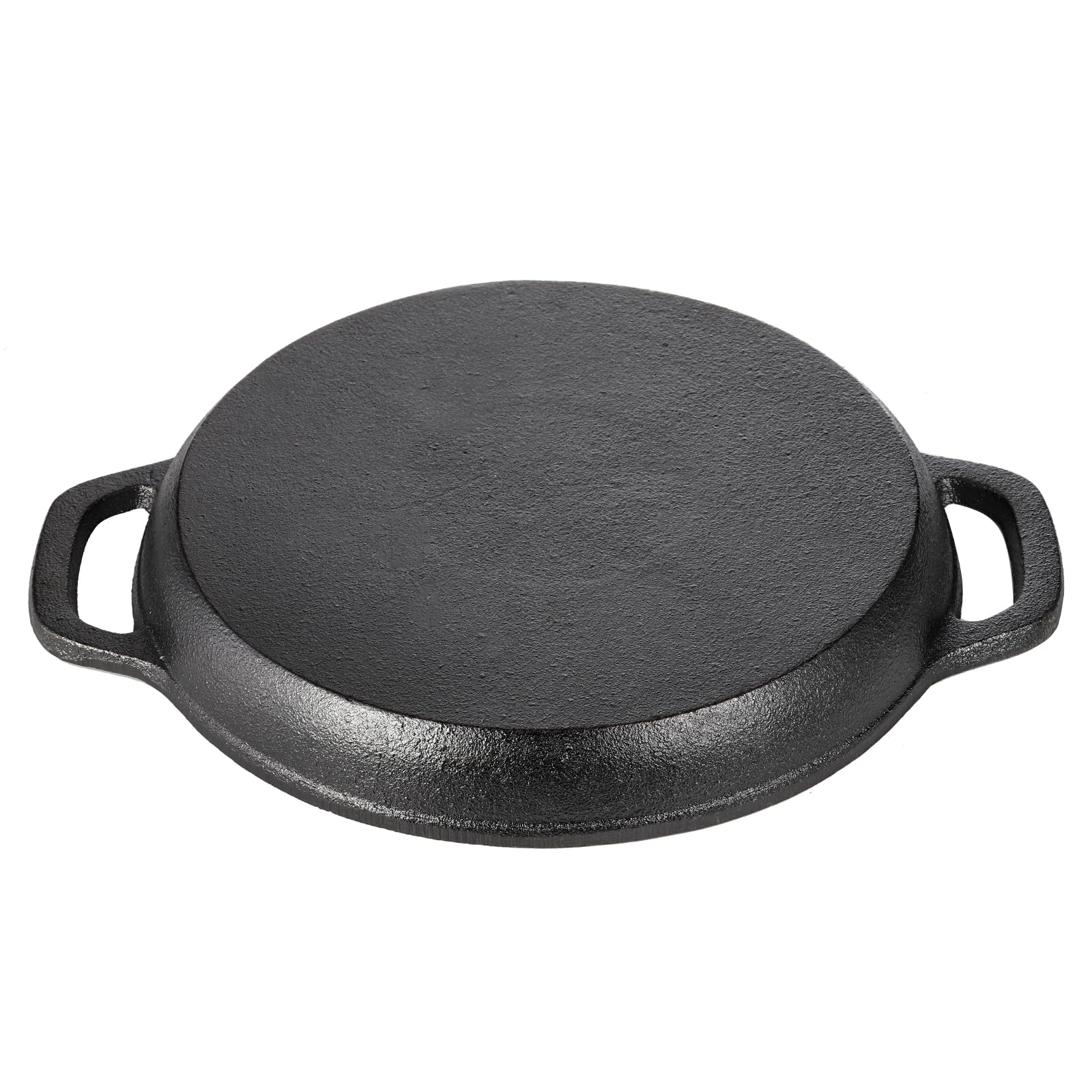 WUWEOT Cast Iron Wedge Pan, Non stick Round Corn Bread Skillet, Black 8-edges Biscuit Pan with Double Handles for Scones, Corn Stick Pan, Muffins, Cup Cakes and Brownies