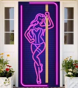 neon pole dance hot sexy girl banner pole dancing theme backdrop decor for bachelorette bridal shower birthday party decorations chair dancing party p valley party supplies favors photo booth props