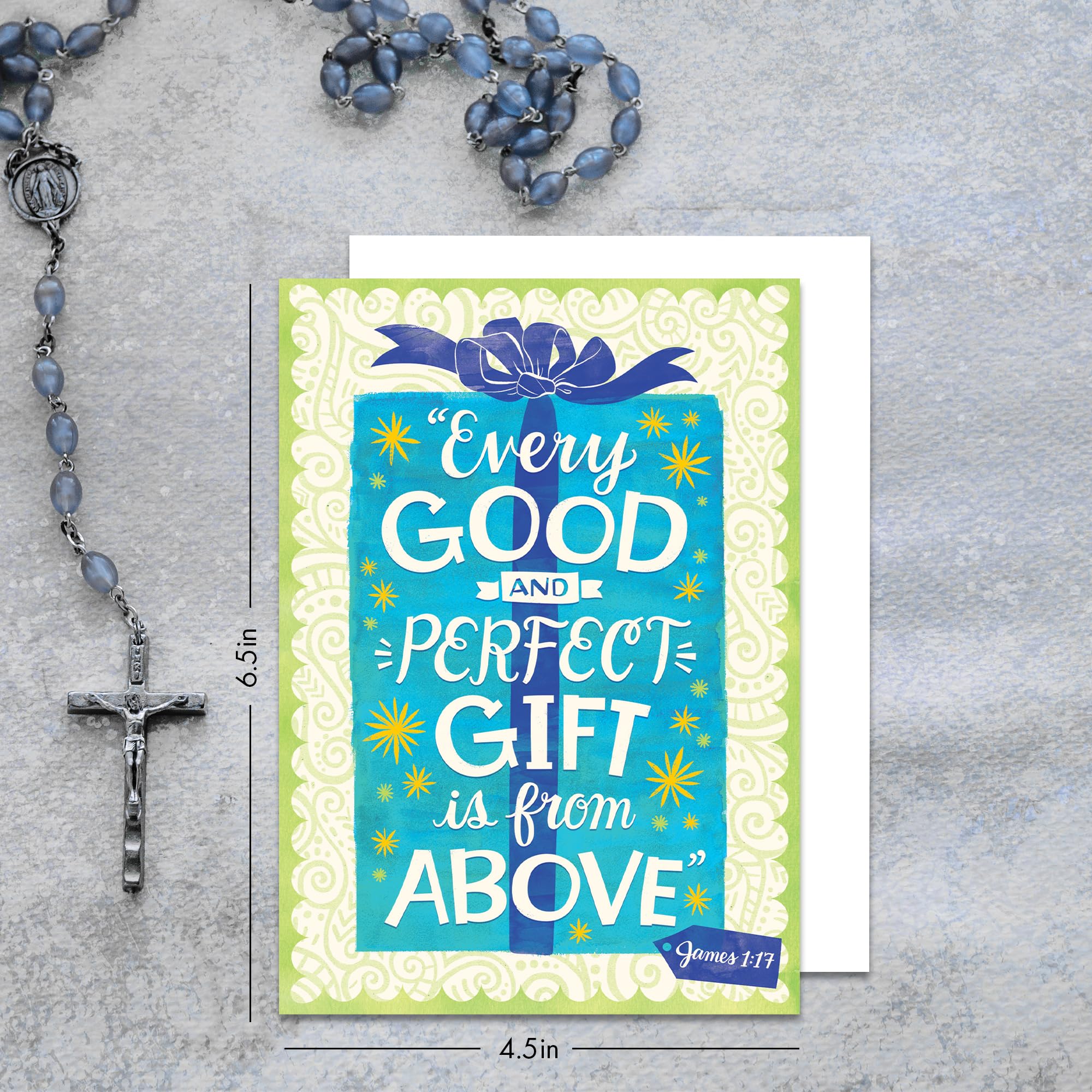 Faithfully Yours Designer Greetings Typographic Birthday Boxed Card Assortment, Gift From Above with Biblical Scripture Verses (Box of 24 Greeting Cards with Envelopes)