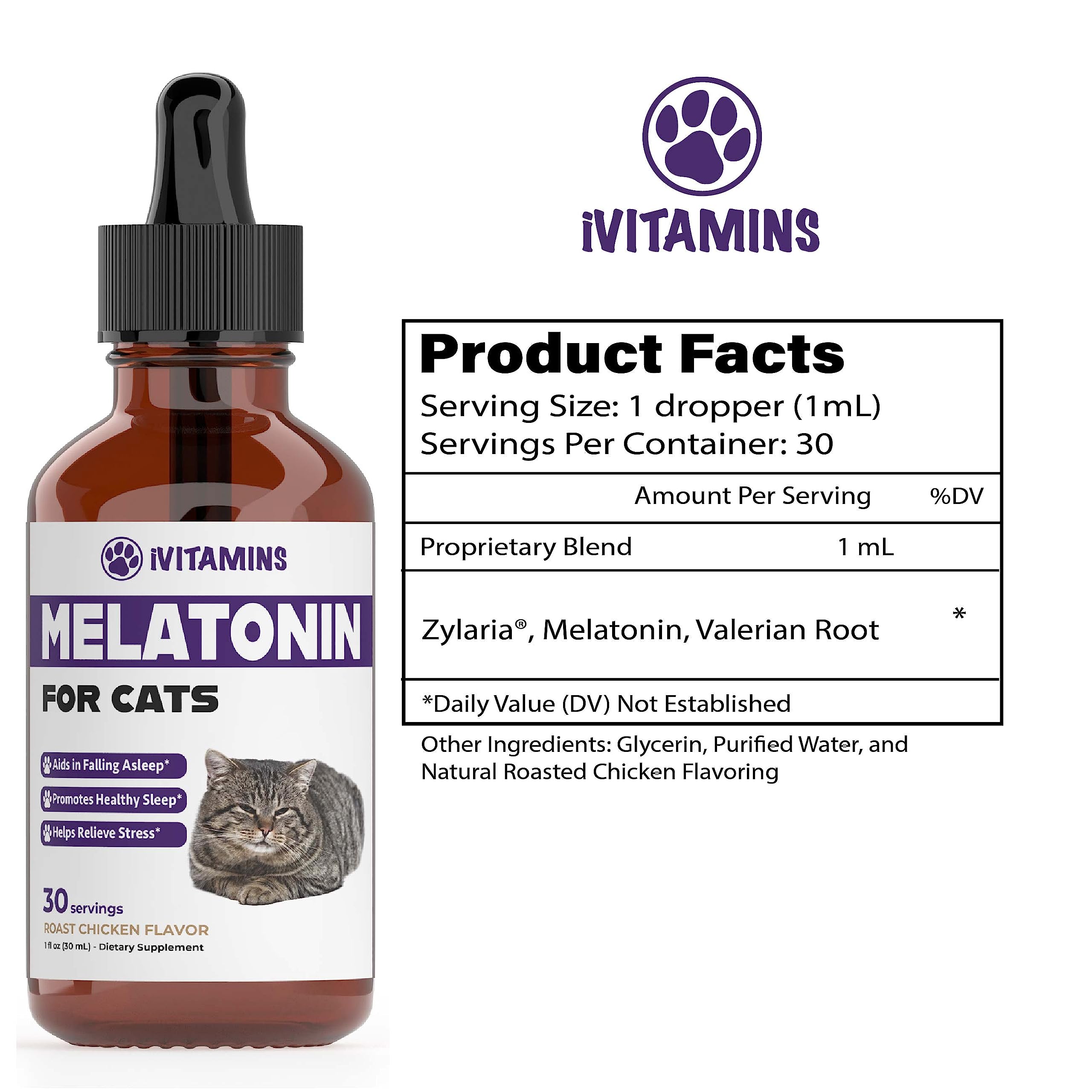 Melatonin for Cats | Supports Healthy, Restful Sleep for Your Cat | Cat Stress Relief | Cat Calming | Cat Anxiety Relief | Cat Melatonin | Anxiety Relief for Cats | Cat Sleep Aid | 1 fl oz