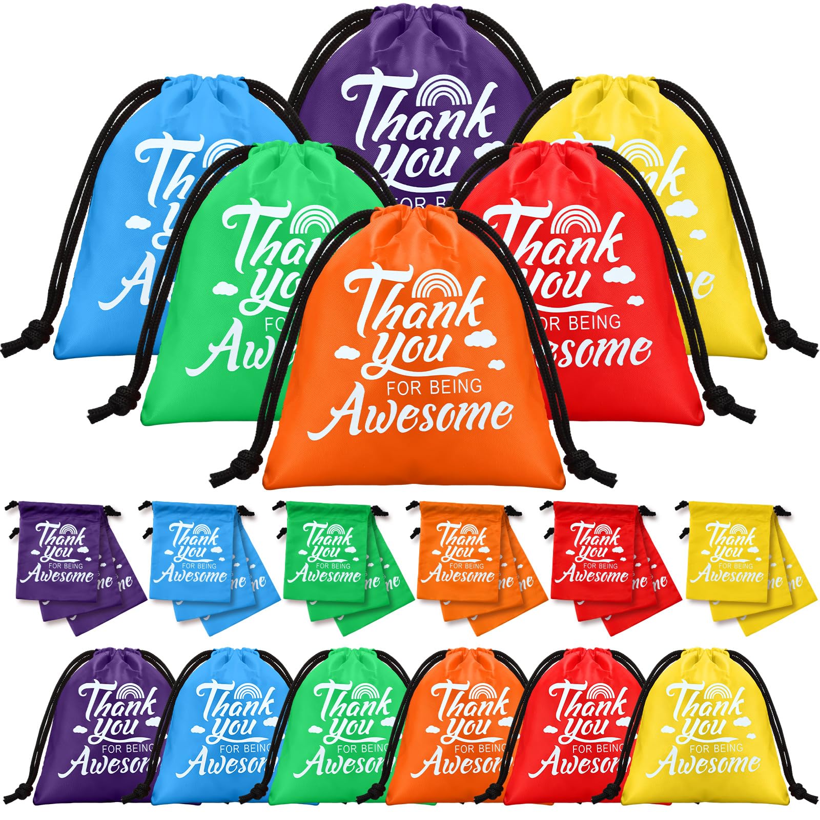 Paterr 24 Pcs Thank You Employee Appreciation Gift Bags Thank You Goodie Bags Thank You for Being Awesome Drawstring Team Bags for Coworker Colleague Teacher Office