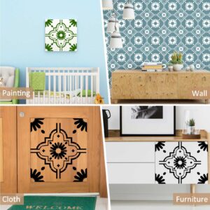 4 Pieces Reusable Tile Stencil 12 x 12 Inches Wall Templates Tile Pattern Stencil Drawing Templates for DIY Scrapbooks Wall Floor Home Decors (Trendy Style)