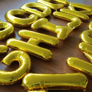 Happy Birthday Balloon Banner Custom Phrase Balloons letter 16 inch Personalized Alphabet Letters Foil Mylar Balloons (Gold)