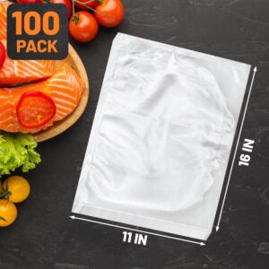 100 Gallon Vacuum Sealer Bags, Heavy Duty BPA Free 11 x 16 Inch Vacuum Seal Bags for Food Saver, Seal a Meal, Weston. Commercial Grade Vacuum Food Storage Bags for Sous Vide Freezer Storage Meal Prep