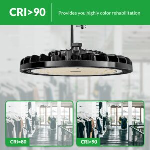 200W UFO LED High Bay Light 2PCS, 28000 LM with US Plug 5ft Cable, 5000K, Commercial Industrial Warehouse Shop Factory Barn Garage Area Lighting Fixture, Non-Dim