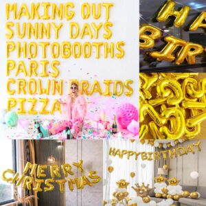 Happy Birthday Balloon Banner Custom Phrase Balloons letter 16 inch Personalized Alphabet Letters Foil Mylar Balloons (Gold)