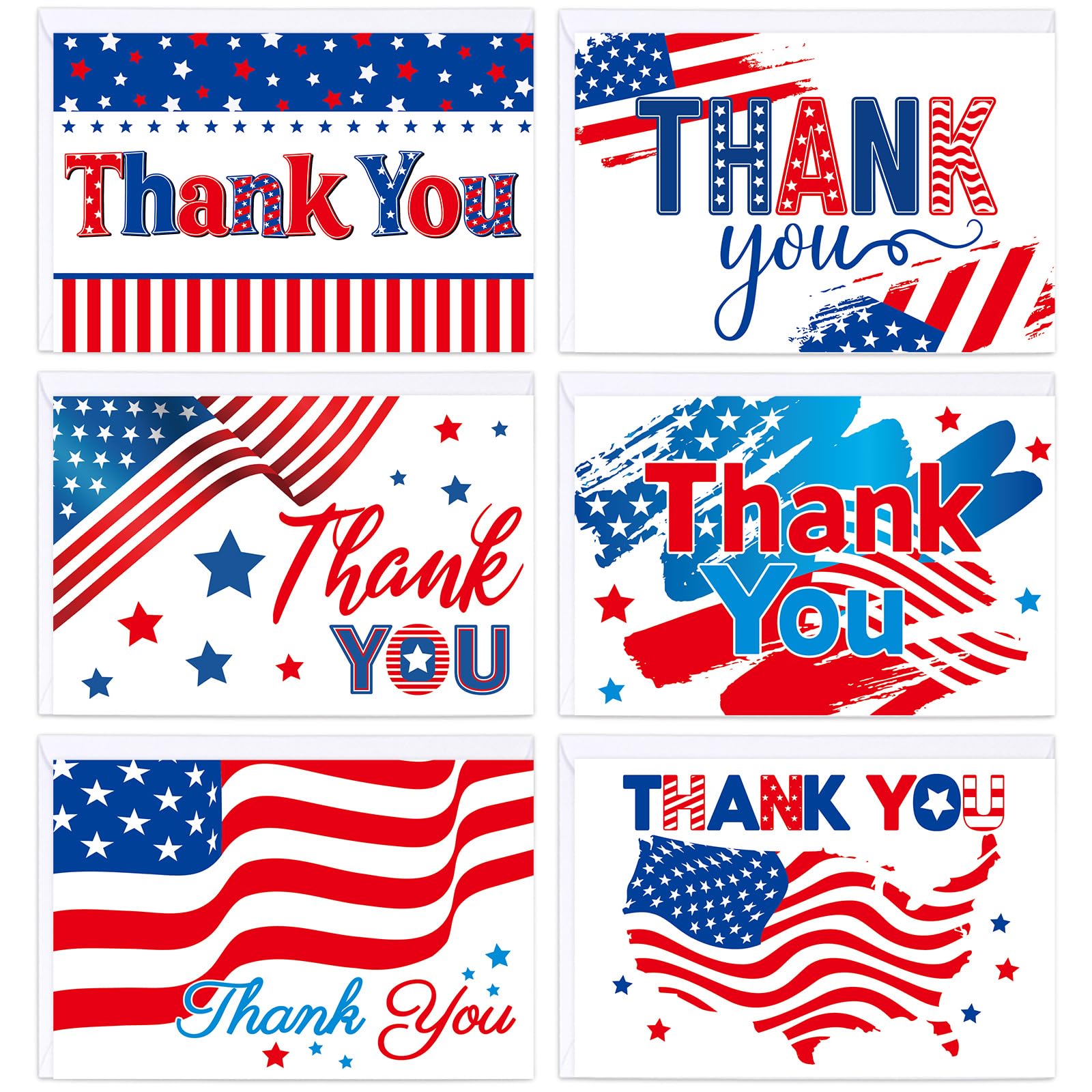 Fancy Land Patriotic Thank You Cards with Envelopes American Flag Note Cards for Veterans Memorial Day Voter Election Campaign Supplies 24Pcs