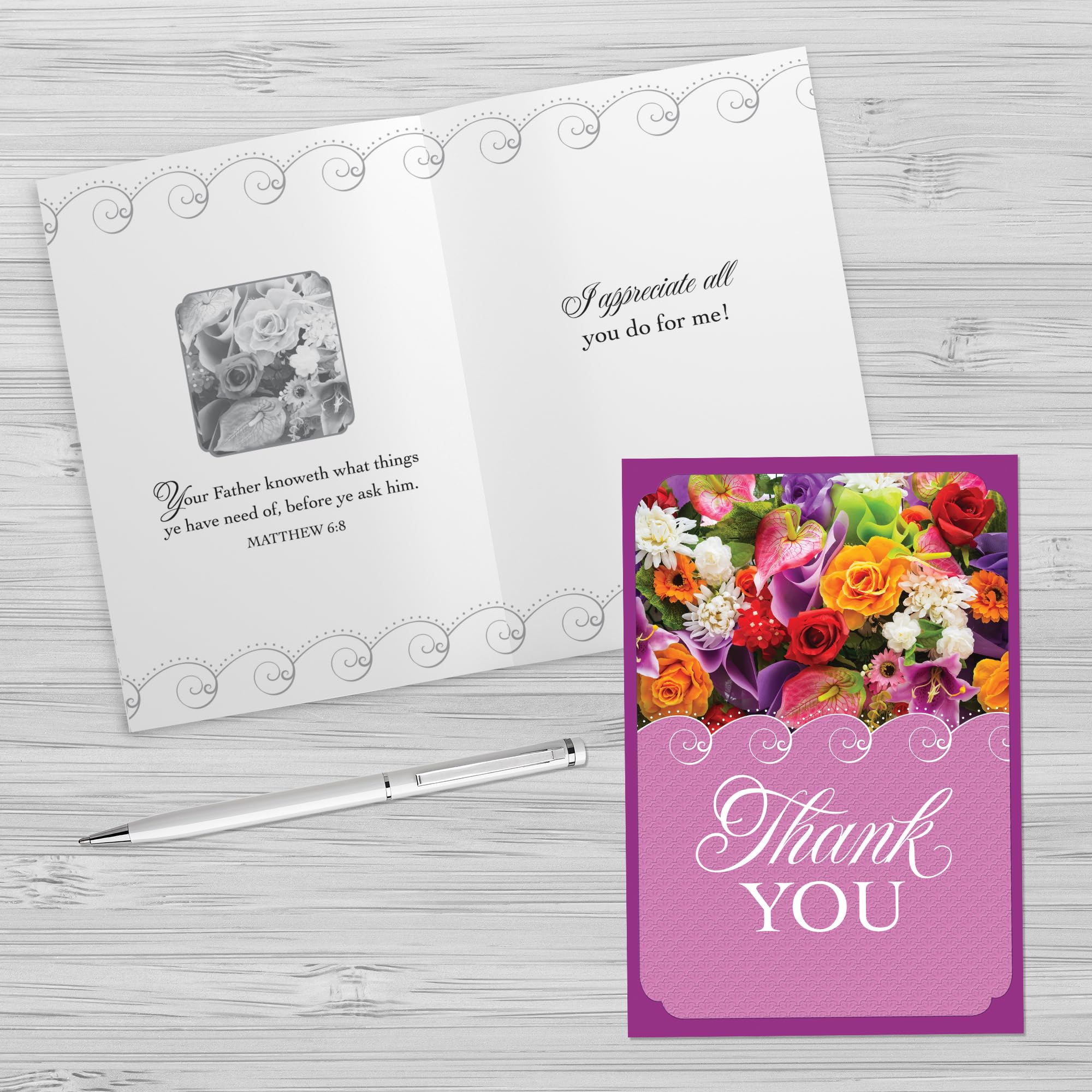 Faithfully Yours Designer Greetings Inspirational Thank You Boxed Card Assortment, With Gratitude with Biblical Scripture Verses (Box of 12 Greeting Cards with Envelopes)