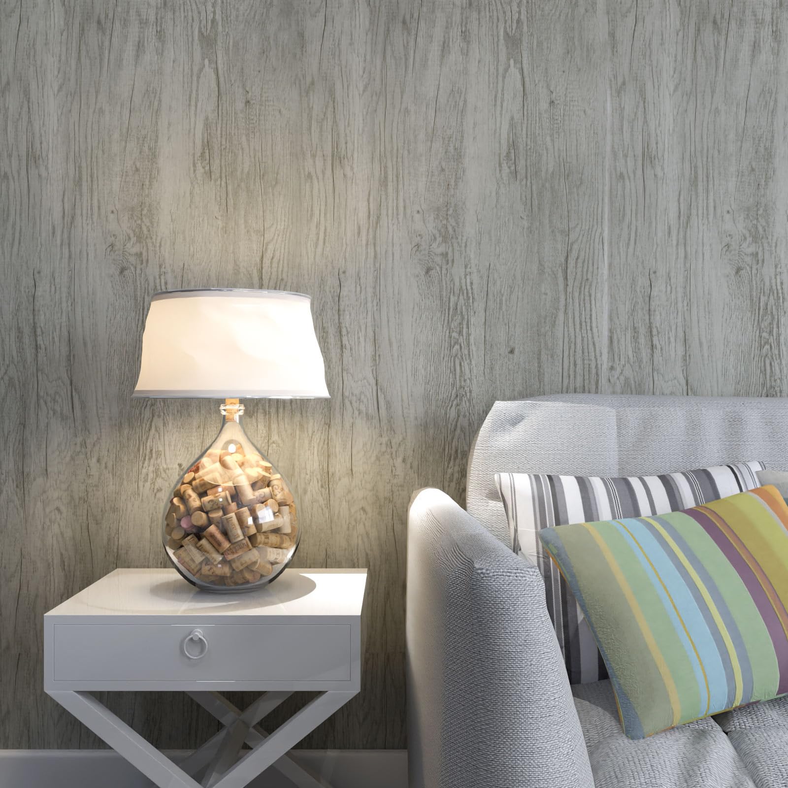 Naphite Grey Wood Wallpaper Peel and Stick Wallpaper Wood Grain Contact Paper for Cabinets Countertops Drawers Self-Adhesive Removable Wallpaper Vinyl Thicken Waterproof Easy to Use&Clean 15.7”×78.7”