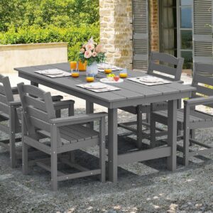 SERWALL Patio Dining Chair Set of 2, Gray