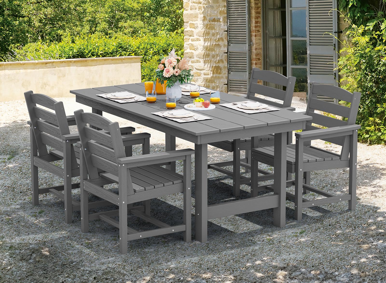 SERWALL Patio Dining Chair Set of 2, Gray