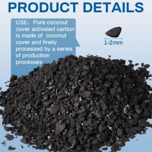 Timgle Bulk Water Filter Air Filter Activated Charcoal Coconut Hull Granular Activated Carbon 10-18 Mesh Water Distiller Charcoal Filters Water Filter Media for Water Filtration (6.6 Lbs)