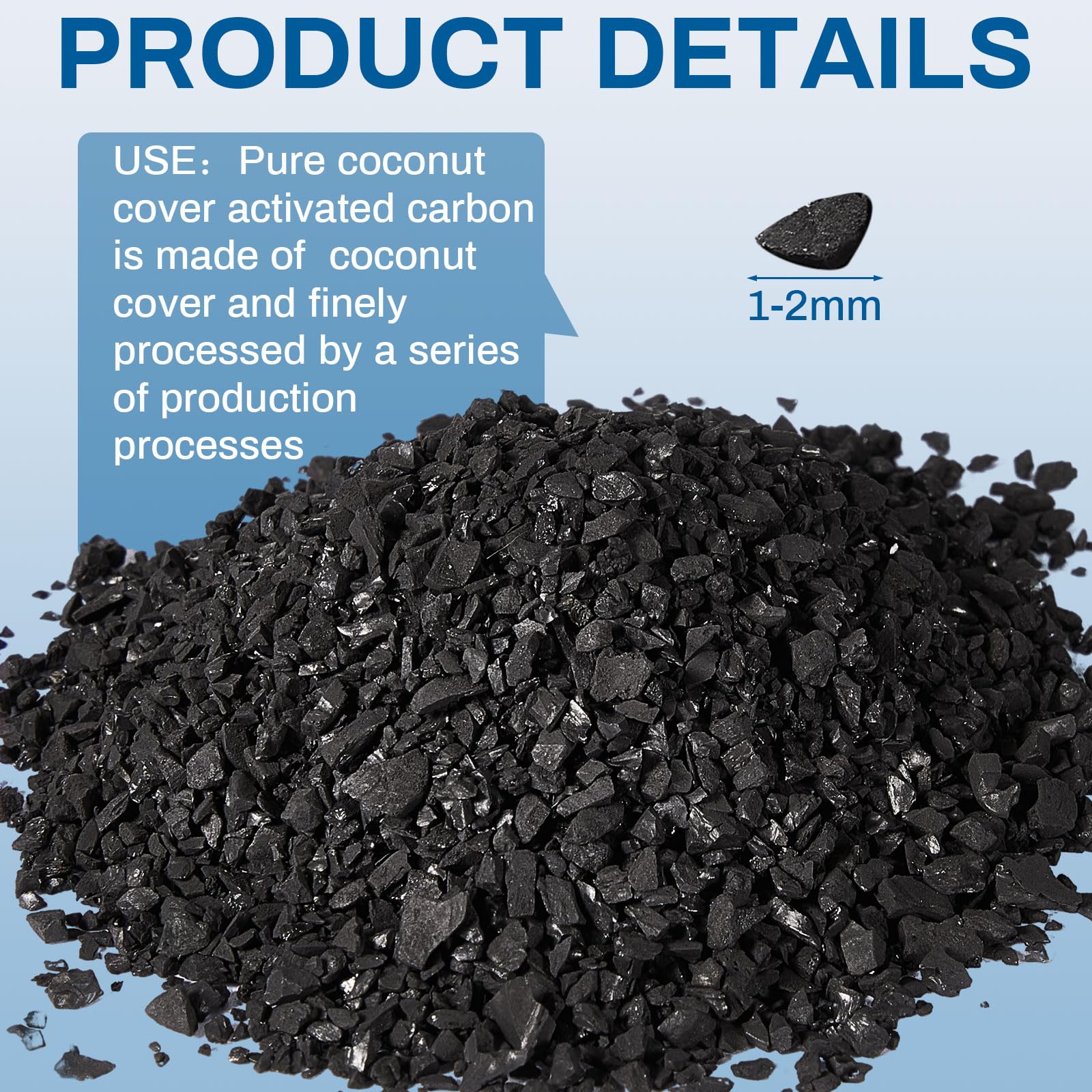 Timgle Bulk Water Filter Air Filter Activated Charcoal Coconut Hull Granular Activated Carbon 10-18 Mesh Water Distiller Charcoal Filters Water Filter Media for Water Filtration (6.6 Lbs)