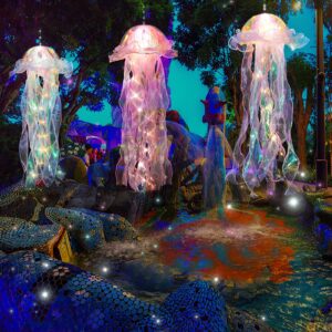 Glitter Iridescent Jellyfish Hanging Decor Jellyfish Kit for Under The Sea Little Mermaid Party Decoration Centerpiece Hanging Jelly Fish Decor Ocean Birthday Wedding Bridal Baby Shower Party Supplies